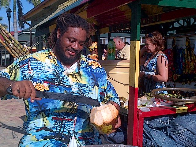 Falmouth Food Tour-Coconut being prepared for drinking-Falmouth Heritage Walks